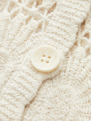 Isma | Trendy Top - Gebreid Vestje met Bloemen & Knopen – Katoenmix