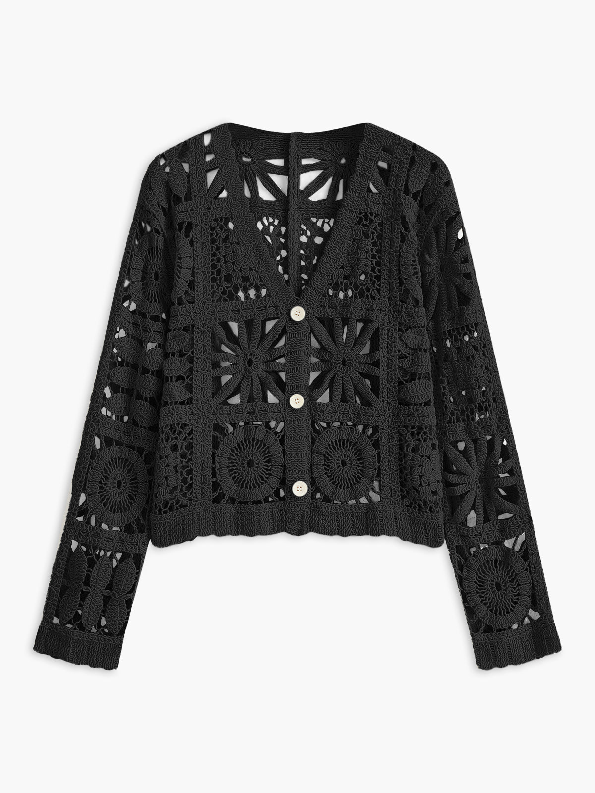 Aldana | Gehaakt Vest voor Dames – Knopen & Vierkant Patroon