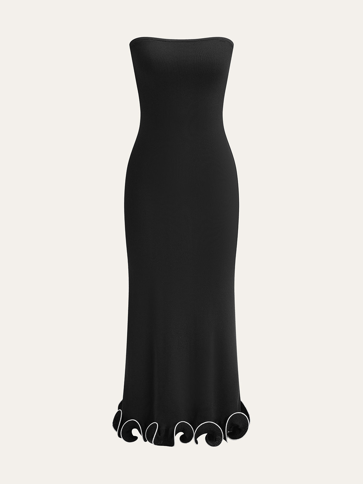 Linnea | Strapless Gebreide Maxi Jurk met Ruches