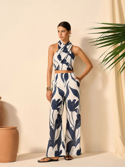 Dewy | Zomerse Halter Co-ord Set met Bloemenprint - Broek en Top