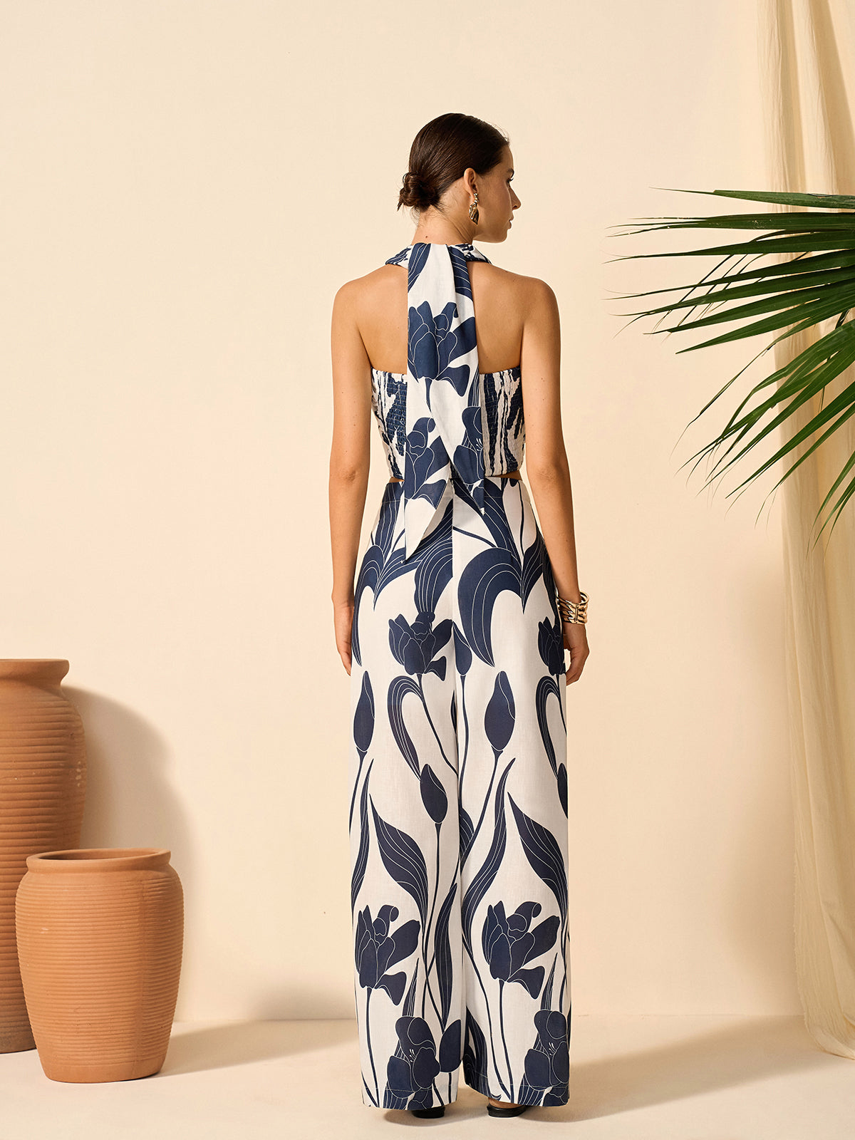Dewy | Zomerse Halter Co-ord Set met Bloemenprint - Broek en Top