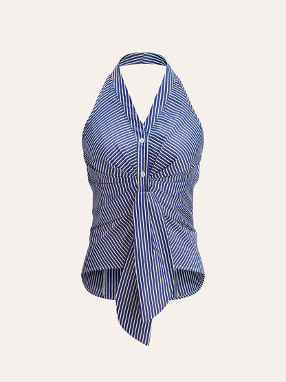 Delicia | Gestreepte Halter Top Dames – Zomer V-hals Top