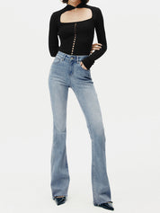 Nikola | High-Waist Bootcut Jeans Slim Fit met Stretch