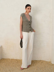 Elmira | Gebreid Mouwloos Damesvest met Knoopsluiting - Stijlvol & Chique