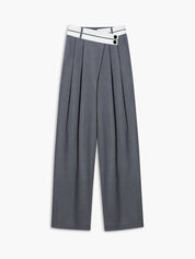Inge | Asymmetrische Wide Leg Pantalon met Contrast Tailleband