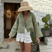 Lillian | Linnen Blouse Met Strikjes