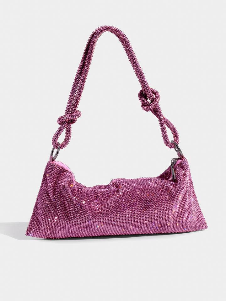 Luxe Glanzende Tas met Ketting Detail