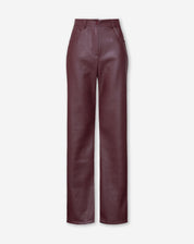 Bella | Dames Pantalon - Luxe PU, Straight Leg in Bordeaux Rood 0