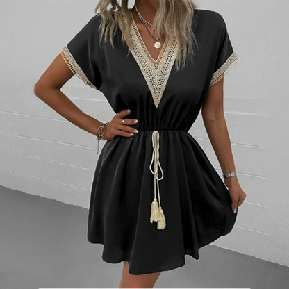 Ozanne | Bohemian Zomerjurk met V-Hals & Getailleerde Taille