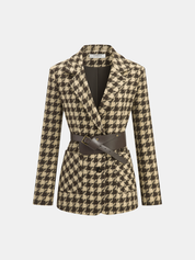 Blaire | Dames Blazer - Geweven Stoffen met Pied-de-Poule Riem, Lange Mouwen 7