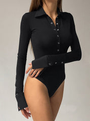 Erodi | Slim Fit Jersey Bodysuit Dames - Stijlvol met Lange Mouwen