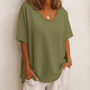 Briget | Luchtige Katoen Stof T-Shirt – Tijdloze Comfort & Elegantie
