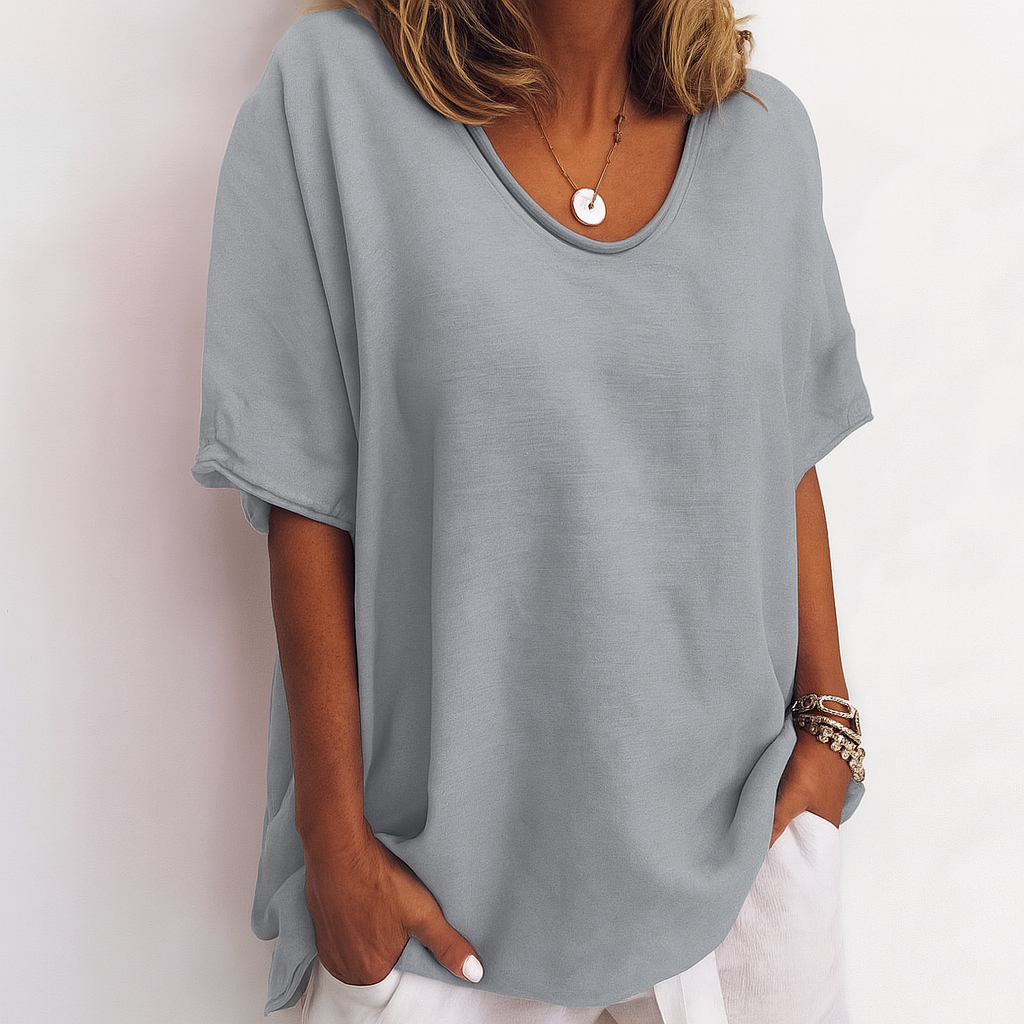 Briget | Luchtige Katoen Stof T-Shirt – Tijdloze Comfort & Elegantie