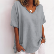Briget | Luchtige Katoen Stof T-Shirt – Tijdloze Comfort & Elegantie