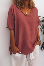 Briget | Luchtige Katoen Stof T-Shirt – Tijdloze Comfort & Elegantie