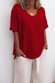 Briget | Luchtige Katoen Stof T-Shirt – Tijdloze Comfort & Elegantie