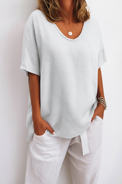 Briget | Luchtige Katoen Stof T-Shirt – Tijdloze Comfort & Elegantie
