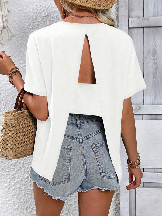 Caia | Dames Top met Open Rug – Slim Fit & Trendy Look