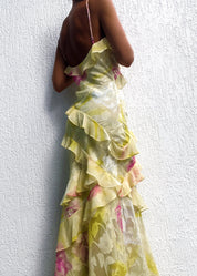 Mea | Gele Chiffon Maxi Jurk met Ruches