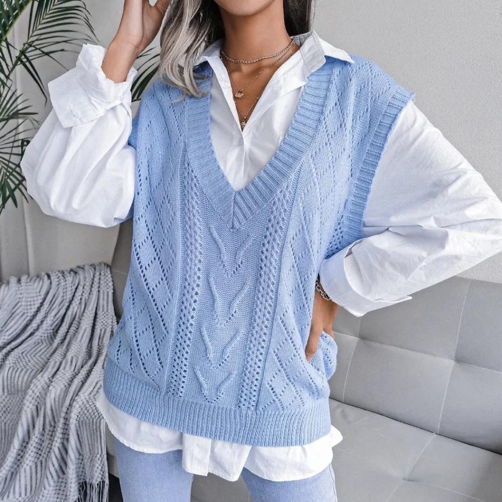 Dani | Trendy Gebreide Spencer met V-hals