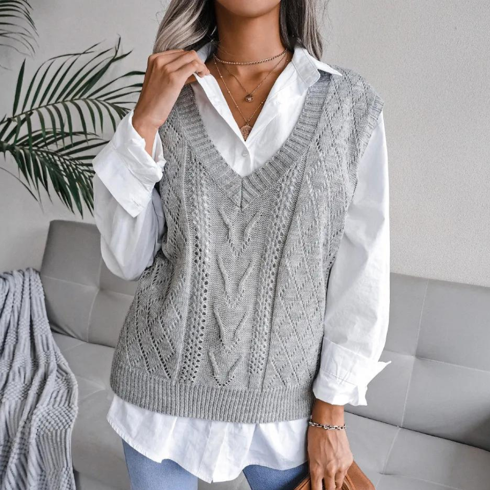 Dani | Trendy Gebreide Spencer met V-hals