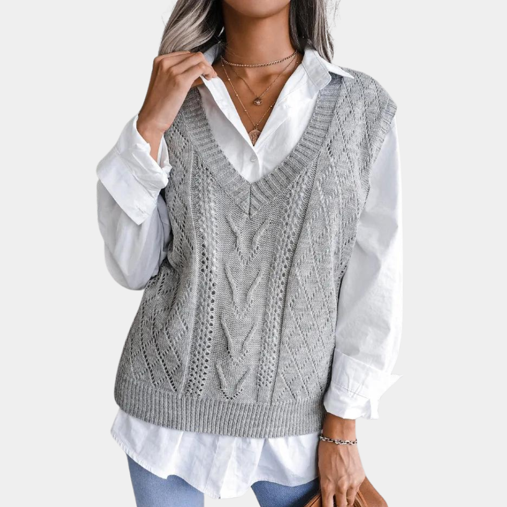 Dani | Trendy Gebreide Spencer met V-hals