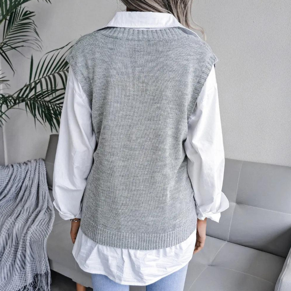 Dani | Trendy Gebreide Spencer met V-hals