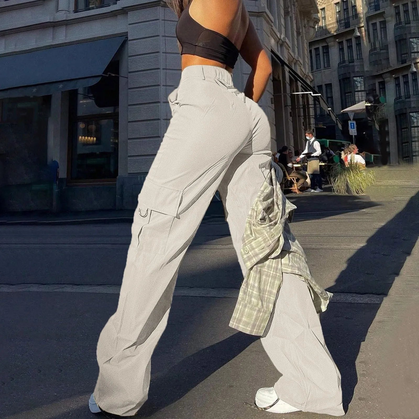 Carly | Dames Cargo Broek - Hoge Taille, Casual Chic met Functionele Zakken 2