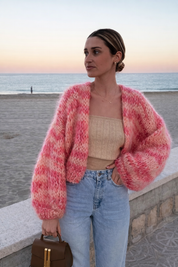 Emily | Open Trui Met Strepen En Pofmouwen - Zacht en Comfortabel