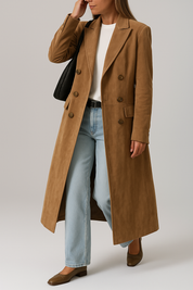 Alison | Lange Trenchcoat met Revers voor Dames - Elegante Drape Jas
