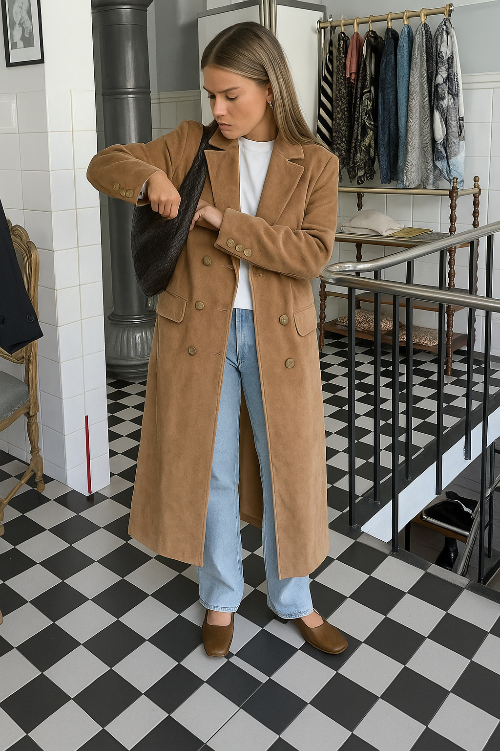 Alison | Lange Trenchcoat met Revers voor Dames - Elegante Drape Jas