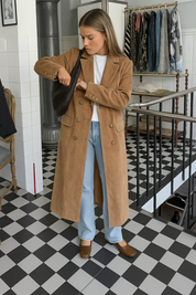 Alison | Lange Trenchcoat met Revers voor Dames - Elegante Drape Jas