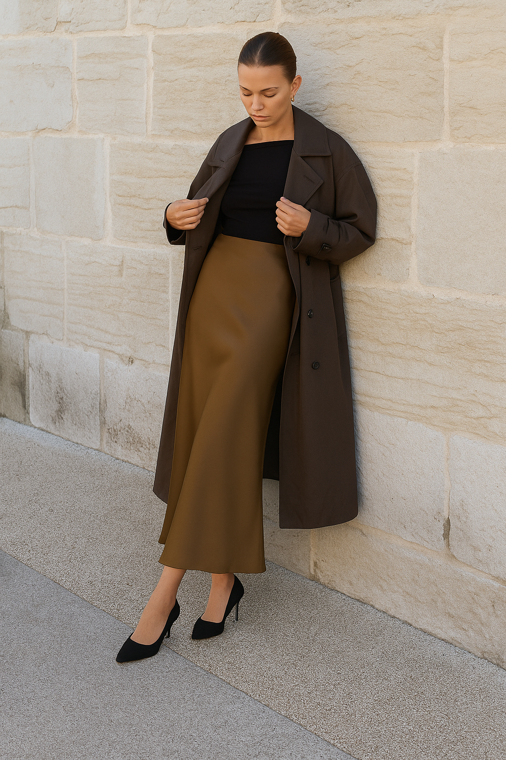 Adrianne | Maxi Rok Satijn Look met Subtiele Glans - Comfy & Luchtig