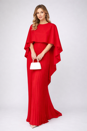 Daisy | Plissé Chiffon Maxi Jurk – Hoge Hals & Losse Pasvorm