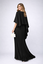 Daisy | Plissé Chiffon Maxi Jurk – Hoge Hals & Losse Pasvorm