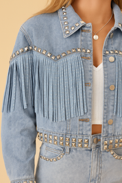 Fiep | Stijlvolle Denim Jas Dames - Boho Chic met Franjes