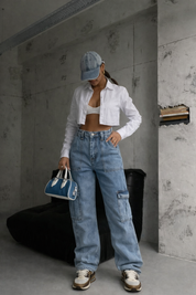 Felda | Cargo Jeans met Zakken – Low Rise - Straight Fit