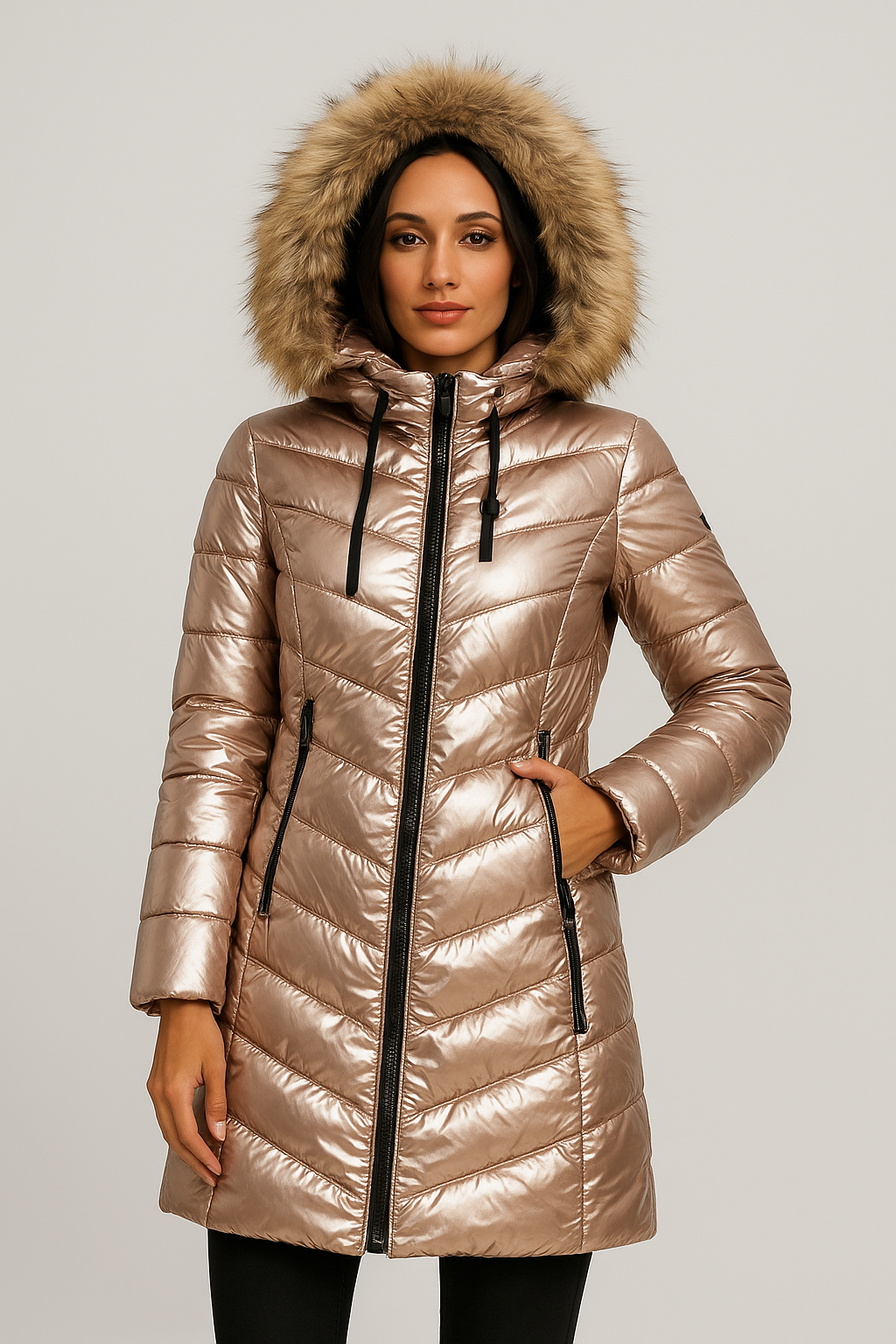 Delphine | Donsjas met Imitatie Bontkraag Dames – Warm & Luxe Winterjas