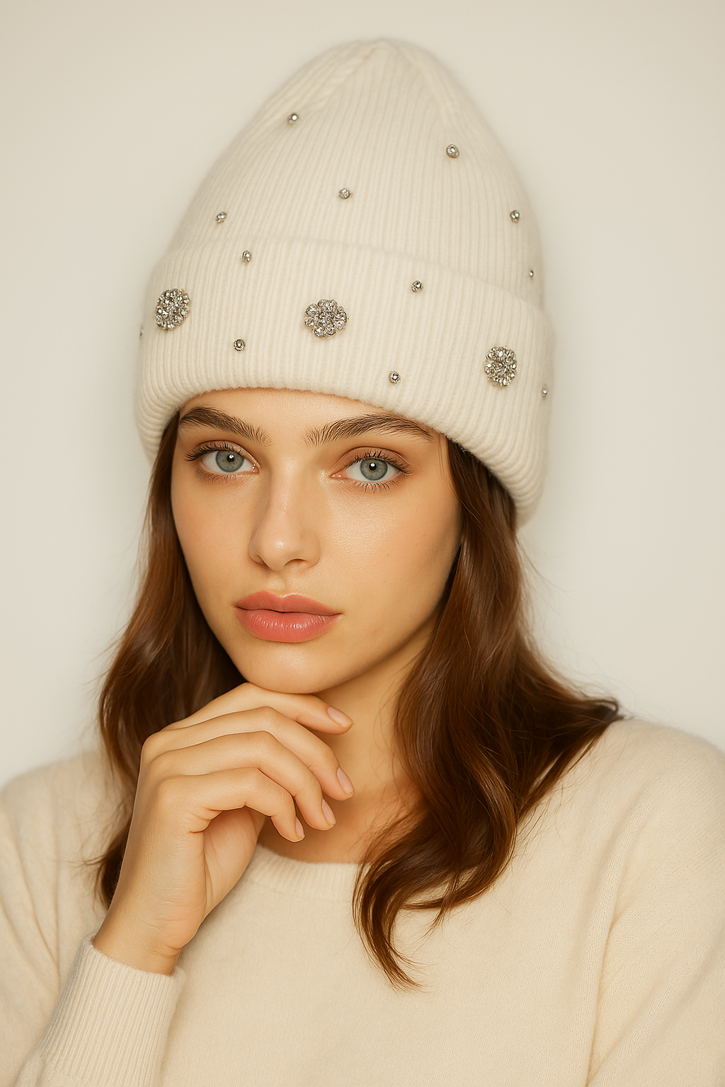 Loro | Zachte Muts met Strass Details voor Dames