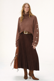 Amber | Stijlvolle Gebreide Dames Trui - Knoop details en Lichte Stretch