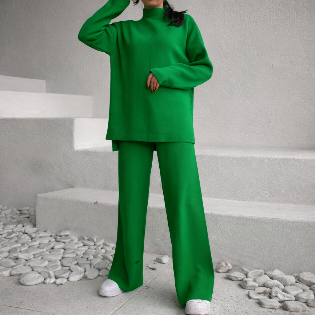 Nicola | Tweedelig Vrijetijdspak Dames - Comfortabele Stretch Stof met Hoge Taille