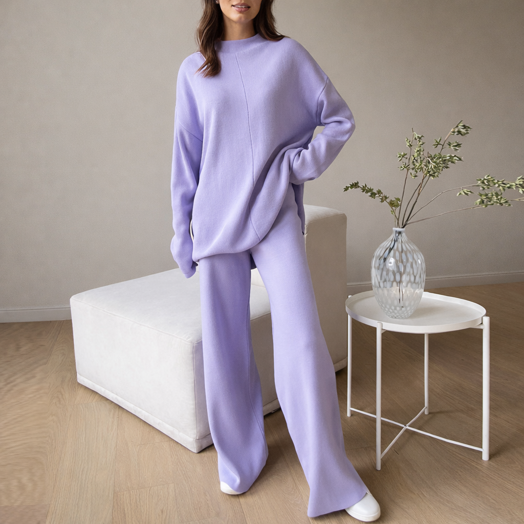 Nicola | Tweedelig Vrijetijdspak Dames - Comfortabele Stretch Stof met Hoge Taille