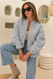 Dova | Pailletten Bomberjack met Glitters – Stijlvol en Comfortabel