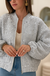 Dova | Pailletten Bomberjack met Glitters – Stijlvol en Comfortabel