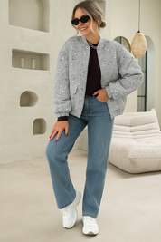 Dova | Pailletten Bomberjack met Glitters – Stijlvol en Comfortabel