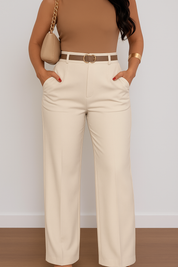 Genia | Straight Fit Pantalon met Zakken - Casual Chique