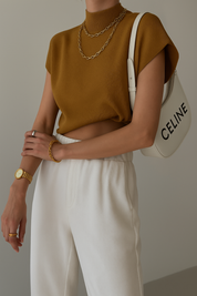 Loulu | Gebreide Sweater Top met Korte Mouwen