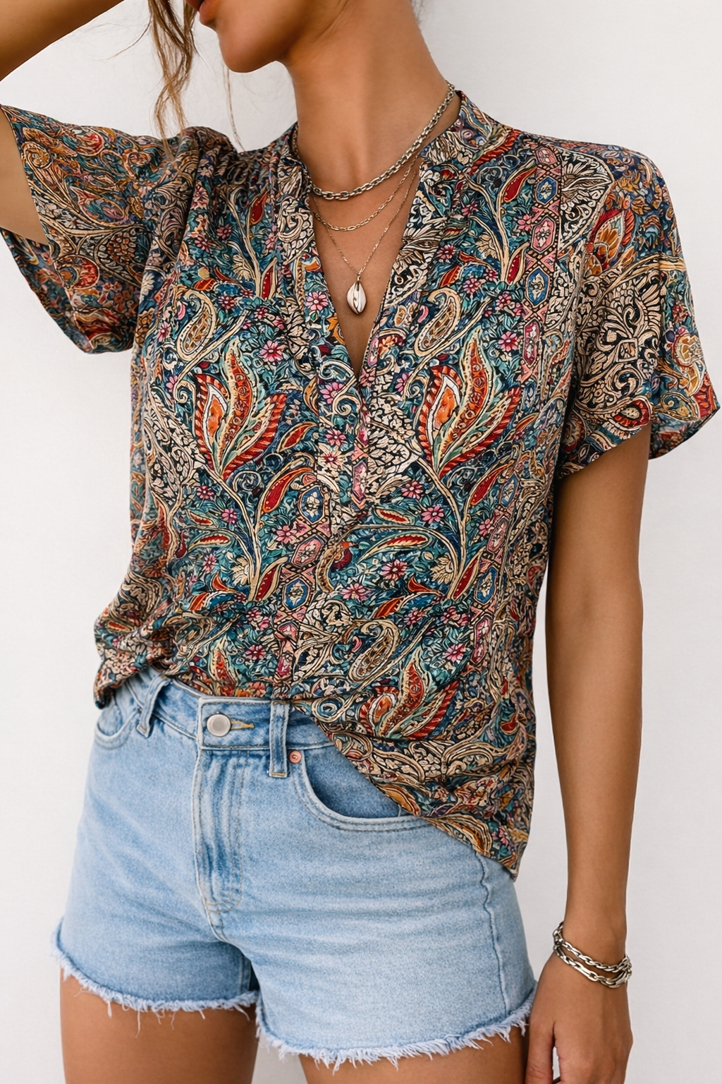 Cis | Korte Blouse met Plof Mouwtjes