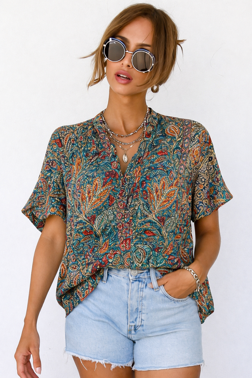 Cis | Korte Blouse met Plof Mouwtjes