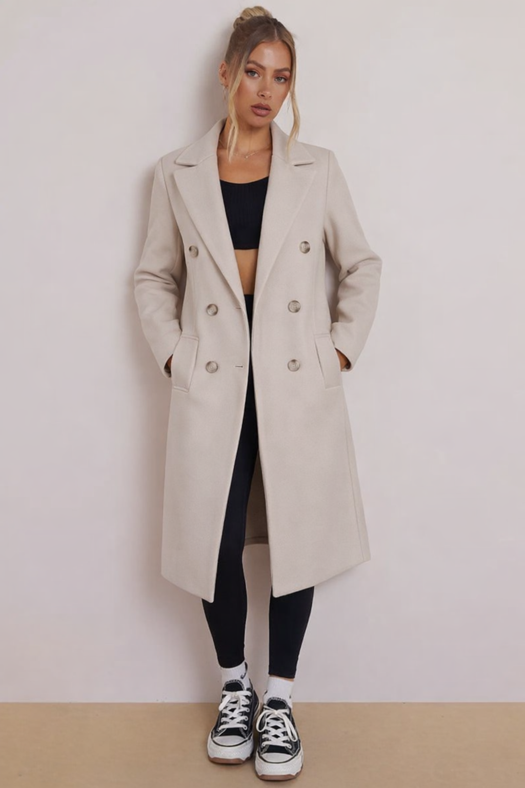 Cindy | Lange Wollen Dames Trenchcoat met Ceintuur – Elegant & Warm
